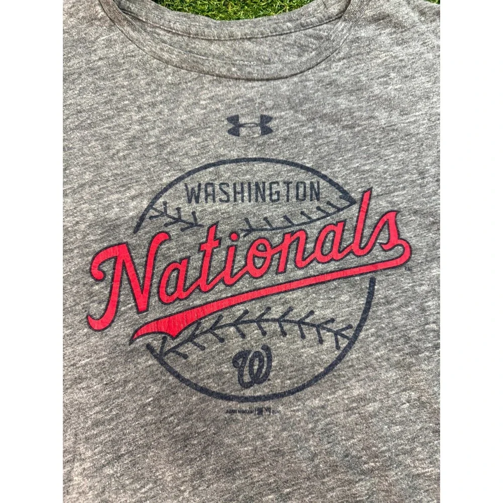 Washington Nationals T Shirt Men L Gray Under Armour Heatgear Baseball MLB Loose